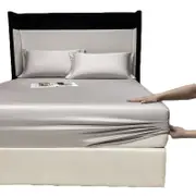 Catzon Soft Luxury Silky Satin Bed Sheets Pillowcase 3 Piece Set Bedding-MountainAsh