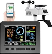 Internet Wireless Smart Weather Station with WiFi Remote Monitoring, Indoor Outdoor Thermometer, Humidity, Rain Gauge, Anemometer, Air Pressure Gauge, Moon Phase