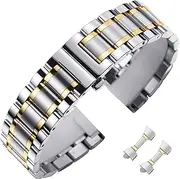 [Nixiamy] Stainless Steel Bracelet Metal Watch Strap 14 mm 16 mm 18 mm 20 mm 21 mm 22 mm 24 mm Stainless Steel Brushed Bracelet Smartwatch Classic Universal Replacement Strap for Men and Women