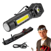 LED COB Headlamp USB Rechargeable Flashlight Headlight Head Torch Waterproof