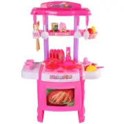 Kids Girls Kitchen Chef Pretend Play Set Cooking Toy Lights Sound Christmas Gift