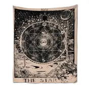 Anyhouz Tapestry Black Star 150X150 cm Tarot Card Psychedelic Scene Art Hippie Bohemian Decoration Sheets