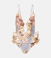 [Zimmermann] Zimmermann Tallow Waterfall ruffled floral swimsuit AU 16 multicoloured