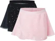 Girls Ballet Dance Skirt Sparkly Pull-On/Wrap Chiffon Dancewear for Toddler/Kids