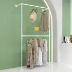 Industrial Pipe Clothing Rack Wall Mounted,Metal White Clothes Racks for Hanging