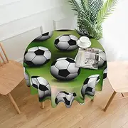Soccer Tablecloth for Round Table Cloth 60 Inch Waterproof Party Table Covers for Picnic Kitchen Outdoor