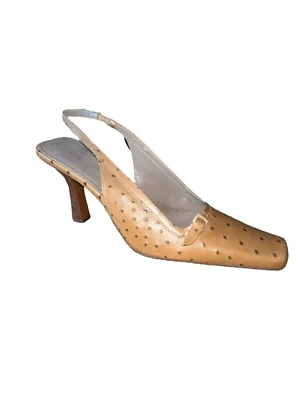Nine West - Natural Color - Mileage - Square Toe Slingback Heels Womens Size 10