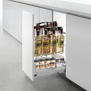 Diamond Pull Out Kitchen Cupboard Organiser - With Hooks and Knife Block - Fits 400mm