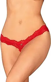 [Obsessive] AMOR CHERRIS THONG CROTCHLESS S/M, Red, Small, Red, Small