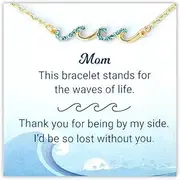 [YangQian] Mothers Day Gifts for Mom Grandma Birthday Gifts for Mom Wave Necklace Gifts for Mom Nana Grandmother Gifts Necklace