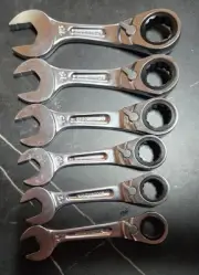 New Sidchrome 6 pce Metric Pro Series Stubby Geared Spanners Set 11mm-18mm