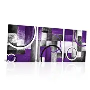 and Grey Abstract Geometric Circle Canvas Wall Art Room Decor Picture Purple