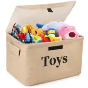 Toy Basket Storage Box Organizer, Collapsible Burlap Toy Storage Basket Bin