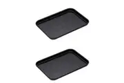 2x Mastercraft 24cm Rectangle Pro Vitreous Enamel Baking Sheet Oven Tray Pan BLK