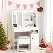 Vanity Desk with Mirror & Lights Makeup Dressing Table Modern Vanity Set