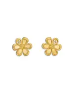 Temple St. Clair 18K Yellow Gold Diamond Flower Stud Earrings