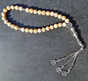 MOTHER OF PEARL Stone Tasbih - Misbaha - Worry Beads - Komboloi - Natural Cream