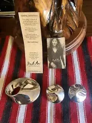 BNWT Signed BAT AMI Artist Solid STERLING SILVER Earrings And Brooch Pin Set Box