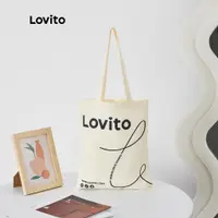 在飛比找蝦皮商城優惠-Lovito 休閒圖案輕便時尚可重複使用棉質帆布托特包 L3