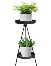 2 Tiers Outdoor Indoor Plant Stand in Black
