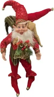1PC - Christmas Handmade Holiday Posable Elves And Jester Figurines / Dolls