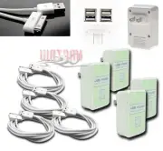 4X 4 USB PORT WALL ADAPTER+3FT CABLE POWER CHARGER WHITE FOR IPHONE 4S IPOD IPAD