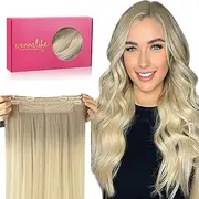 Wennalife Wire Hair Extensions(Increase 50% Life) Real Human Hair 22" 120G Ash Blonde To Golden Blonde Platinum Blonde Remy Hair Extensions Invisible Hair Extensions