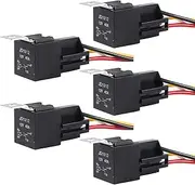 5pcs Car Relay with Harness 12V 40A 4 Pin SPST Harness Sockets with Color-Labeled Wires for Automotive Truck Van Motorcycle Boat