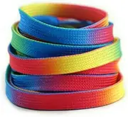 [Decker] Flat Wide Rainbow Shoelaces 2 Pairs Lace for Roller Skates Hockey Skates Boots and Regular Shoes