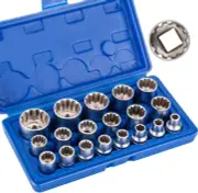 19pcs 1/2" Drive Universal Spline Socket Set, Metric 8-32mm