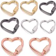[DACUAN] Heart Shaped Key Ring, Heart Carabiner Clip, 8 PCS Cute Carabiner Keychain, Small Spring Snap Hooks, Mini Metal Heart Buckle for Hiking Fishing Traveling, Snap Hook, Multicolor