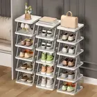 1 Set Slippers Rack Stackable Storing 2/3/4 Layers Design Narrow Seam Shoe Rack