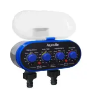 Two Outlet Four Dials Water Timer with Rain Sensor Hole Garden Irrigation System