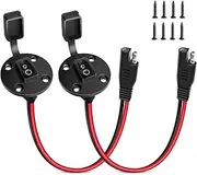 Nilight SAE Power Socket Sidewall Port, SAE Quick Connect Solar Panel Flush Mount Connector Plug 12AWG 2Pin SAE Cable with 8 Screws for Solar Generator Battery Charger, 2 Pack