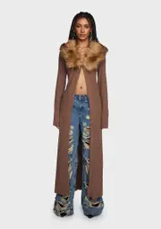 Chocolate Fall Into You Maxi Cardigan