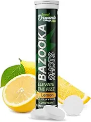 Organic Zing Bazooka Shots Effervescent Tablets - Lemon Flavor, 15 Tablets - Boost Immunity & Energy with Cordyceps Extract - Antioxidant Properties