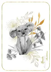 Old Tupton Ware Fauna Flora of Australia Tea Towel 50x70cm Gold Koala, Landmark OT308