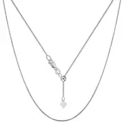 10k White Gold Adjustable Box Link Chain Necklace, 0.7mm, 22"