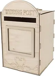 Wooden Wedding Mailbox DIY Party Supplies Wooden Wedding Mailbox Post Box with Lock Key for Reception Wedding Baby Showers Birthdays Anniversary Party Decoration (JM01618)