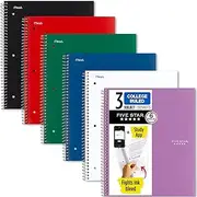 Five Star Spiral Notebooks + Study App, 6 Pack, 3-Subject, College Ruled Paper, Fights Ink Bleed, Water Resistant Cover, 8-1/2" x 11", 150 Sheets, Colors Will Vary (73930)