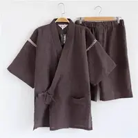 在飛比找樂天市場購物網優惠-日式和服（男） 新款出口日本單男士日式棉麻和服甚平睡衣套裝汗