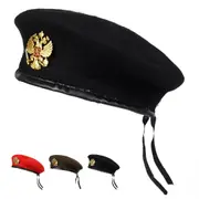 Double Headed Eagle Brooch Beret Unisex Autumn / Winter Warm Flat Cap