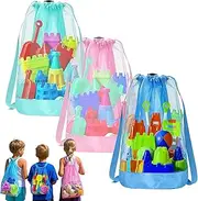 [lyanny] Mesh Beach Bag - Backpack Shell Toys Mesh Bag - Adjustable Multifunctional Swimming Carrying Accessories for Vacation Holiday Pool Use