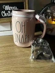 OH SNAP Rae Dunn Pink Oversied Mug with Gingerbread Cookie Cutter
