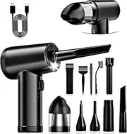 Compressed Air Duster & Vacuum Cleaner - Powerful 51000RPM Cordless Air Duster, Portable Rechargeable Air Blower | Mini Blower for Keyboard, PC, Car Cleaning | 5 Nozzles, 5 Brushes & Type-C Cable
