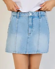 [Wrangler] Wrangler Women's Mid Mini Skirt in Fade Bleach Denim Size 6 6 Fade Bleach Denim