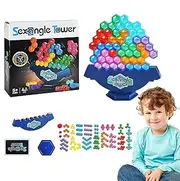 Balance Stacking Game, Hexagonal Stacking Board Blocks, Educational Toys for Kids and Adults,6.65x6.65 inches, Sturdy Material Learning Activities Night Game