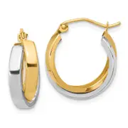 10K Two-Tone Polished Double Hoop Earrings