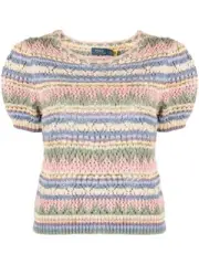 $298 Polo Ralph Lauren Women’s Tan Crochet Crewneck Pullover Sweater Top Size XS