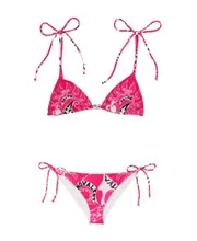 Valentino Archive Manifesto All-Over Printed Bikini Set XS Pink